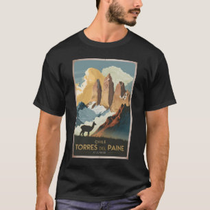 Torres del Paine Chilië Illustratie Reis Kunst T-shirt