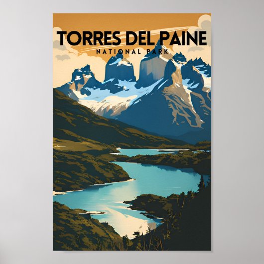 Torres del Paine National Park Traditionele reizen Poster (Voorkant)