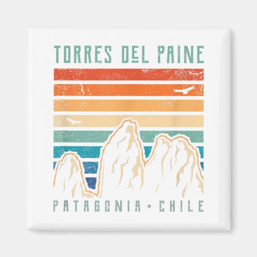 Torres del Paine T Shirt Retro Chili Mountain Hiki Magneet (Voorkant)