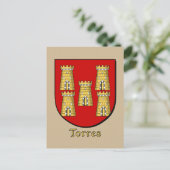 Torres Family Heraldic Shield Briefkaart (Staand voorkant)