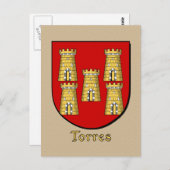 Torres Family Heraldic Shield Briefkaart (Voorkant / Achterkant)
