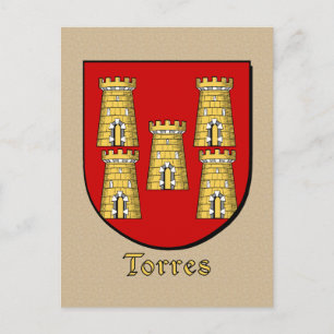 Torres Family Heraldic Shield Briefkaart