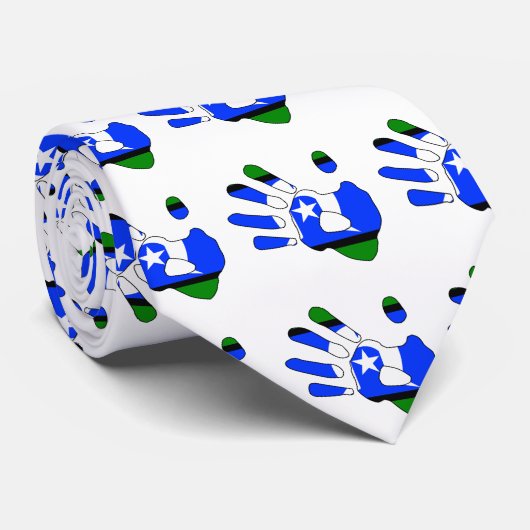 Torres Strait Islander Flag Hand Print Silhouette Stropdas (Opgerold)