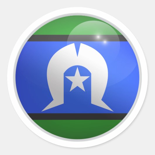 Torres Strait Islands Glossy Circle Flag Ronde Sticker (Voorkant)