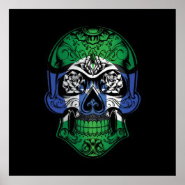 Torres Strait Islands Skull en Rozen Vlag Poster