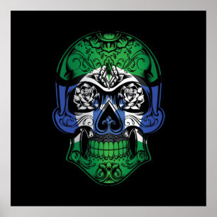Torres Strait Islands Skull en Rozen Vlag Poster