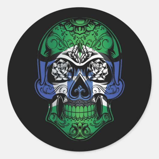 Torres Strait Islands Skull en Rozen Vlag Ronde Sticker (Voorkant)