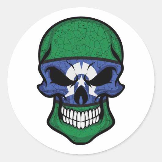 Torres Strait Islands Smiling Skull Flag Ronde Sticker (Voorkant)