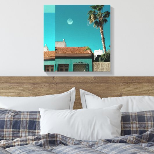 Torrevieja in het Oranje en Turqoise Canvas Afdruk (Insitu (Slaapkamer))