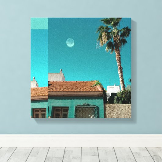 Torrevieja in het Oranje en Turqoise Canvas Afdruk (Insitu (Houten vloer))