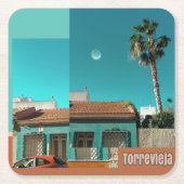 Torrevieja in het Oranje en Turqoise Kartonnen Onderzetters (Voorkant)