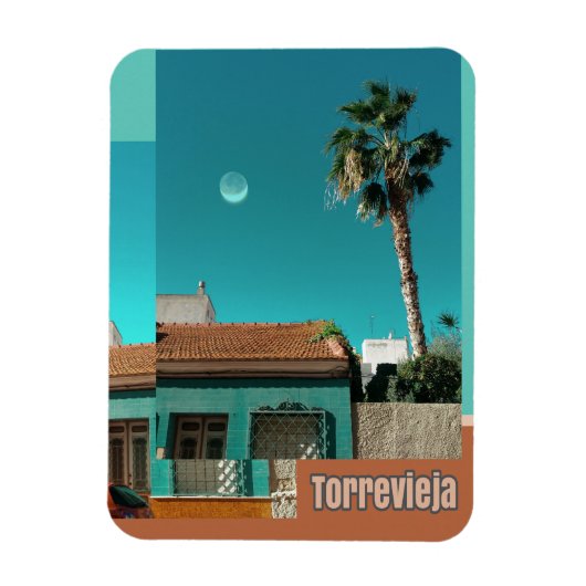 Torrevieja in het Oranje en Turqoise Magneet (Verticaal)