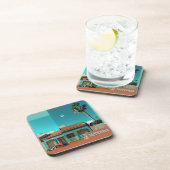 Torrevieja in het Oranje en Turquoise Bier Onderzetter (Rechterzijde)