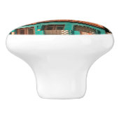 Torrevieja in Sinaasappel en turkoois, palm, maan Keramische Knop (Zijkant)