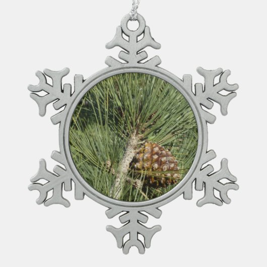 Torrey Pine Closeup California Botanical Tin Sneeuwvlok Ornament (Voorkant)