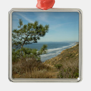 Torrey Pine en Californische kustlijn landschap Metalen Ornament