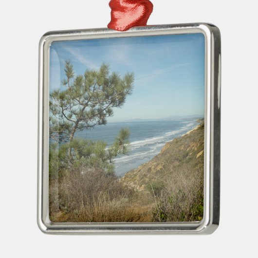 Torrey Pine en het kustlandschap van Californië Metalen Ornament (Links)