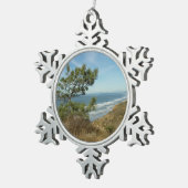 Torrey Pine en het kustlandschap van Californië Tin Sneeuwvlok Ornament (Rechts)
