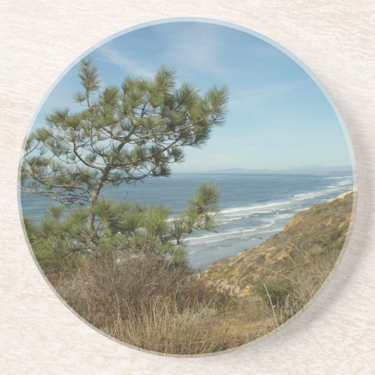 Torrey Pine en het kustlandschap van Californië Zandsteen Onderzetter (Voorkant)