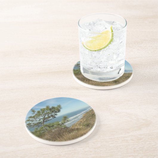 Torrey Pine en het kustlandschap van Californië Zandsteen Onderzetter (Zijkant)