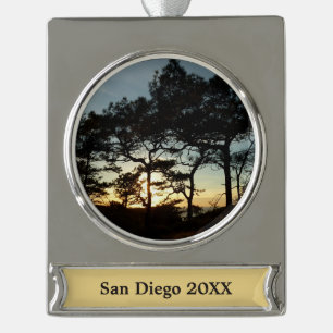 Torrey Pine Sunset II Californië Landschap Verzilverd Banner Ornament