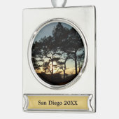 Torrey Pine Sunset II Californië Landschap Verzilverd Banner Ornament (Links)
