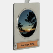 Torrey Pine Sunset III Californië Landschap Verzilverd Banner Ornament (Rechts)