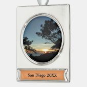 Torrey Pine Sunset III Californië Landschap Verzilverd Banner Ornament (Links)