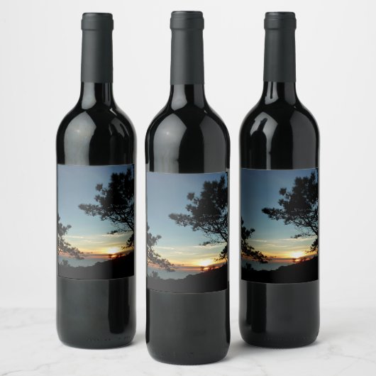 Torrey Pine Sunset III Californië Landschap Wijn Etiket (Flessen)