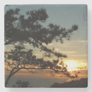 Torrey Pine Zonsondergang I Californië Landschap Stenen Onderzetter