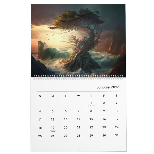 Torrey Pines over wonderen van windsweept Kalender (Jan 2026)
