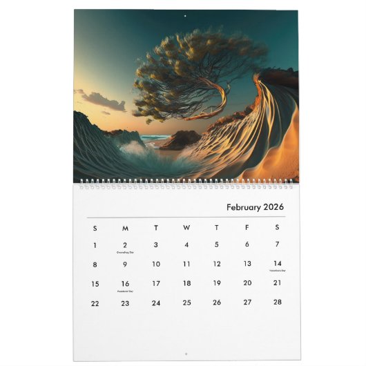 Torrey Pines over wonderen van windsweept Kalender (Feb 2026)
