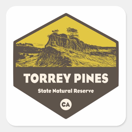 Torrey Pines State Reserve California Vierkante Sticker (Voorkant)