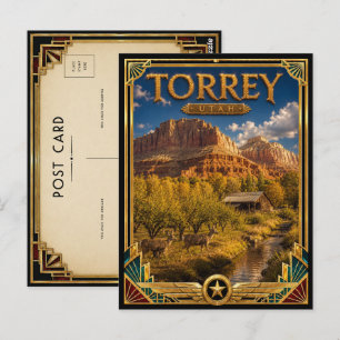 Torrey Utah Vintage Art Deco Gouden Tijdperk Briefkaart