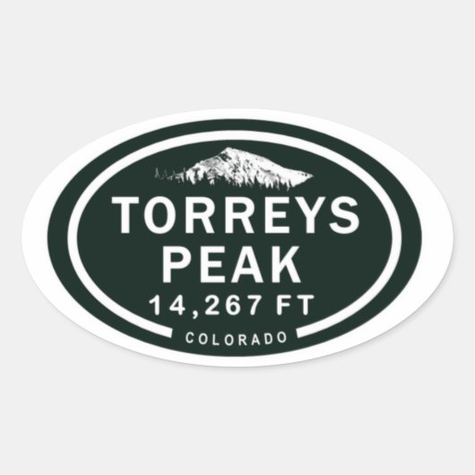 Torreys Peak 14er Colorado Rocky Mountains Ovale Sticker (Voorkant)