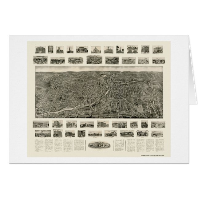 Torrington, CT Panoramic Map - 1909 (Voorkant Horizontaal)