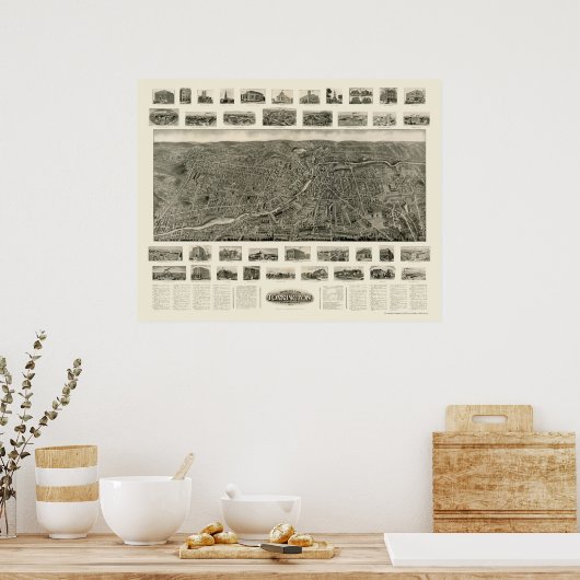 Torrington, CT Panoramic Map - 1909 Poster (Keuken)