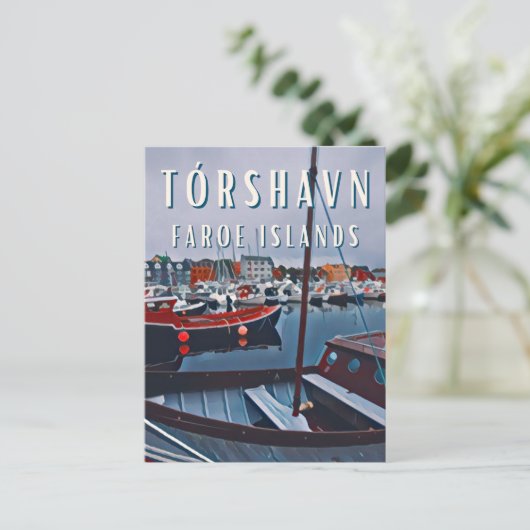 Tórshavn, de stad van het viking-verhaal briefkaart (Staand voorkant)