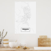 Tórshavn, Faeröer (zwart op wit) Poster (Keuken)