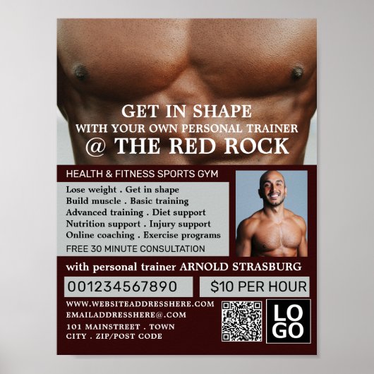 Torso, Personal trainer, Gym Adverteren Poster (Voorkant)