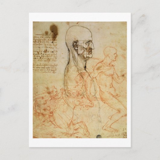 Torso van een Man in profiel, het hoofd vierkant v Briefkaart (Voorkant)