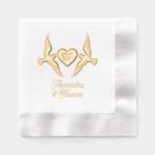 Tortelduifjes 1 Initiaal Hart Monogram Paar Naam Folie Servetten (Voorkant)