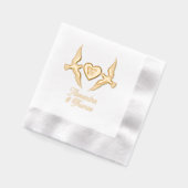 Tortelduifjes 1 Initiaal Hart Monogram Paar Naam Folie Servetten (Links)