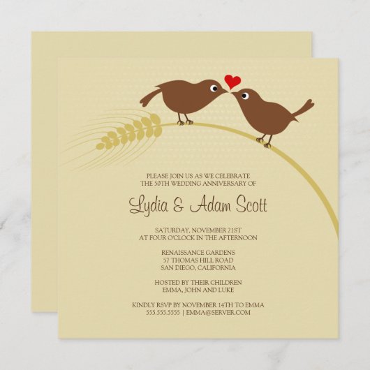 Tortelduifjes 25e Zilverpartij Jubileum Kaart (Voorkant / Achterkant)