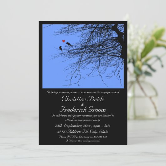 Tortelduifjes, 5 "x7" verloving aankondiging (Staand voorkant)