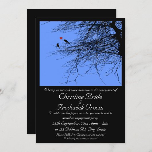 Tortelduifjes, 5 "x7" verloving aankondiging (Voorkant / Achterkant)