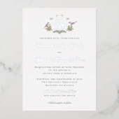 Tortelduifjes "A" Monogram Folie Huwelijksuitnodig Folie Uitnodiging (Voorkant)