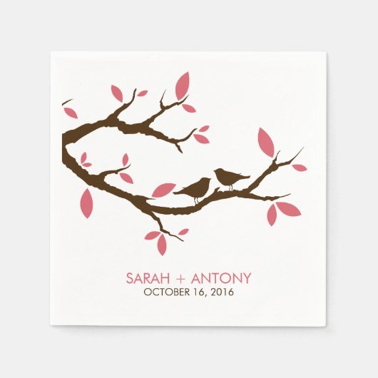 Tortelduifjes aan de boom servet (Voorkant)