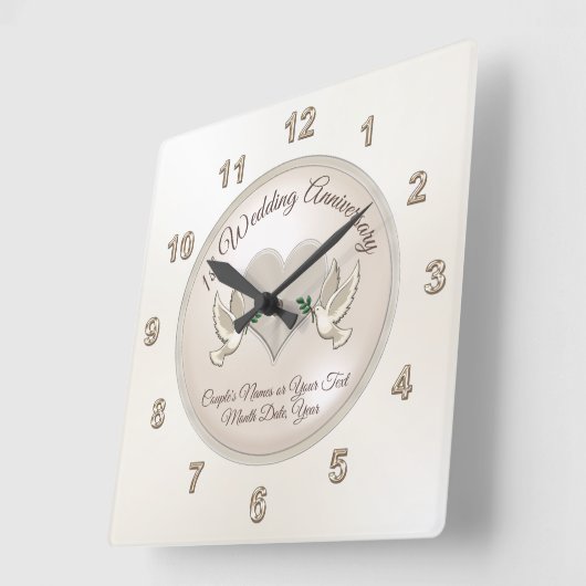 Tortelduifjes Aangepaste eerste Jubileum klok (Hoek)