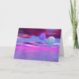 Tortelduifjes - Abstracte roze en Paarse passie Feestdagen Kaart